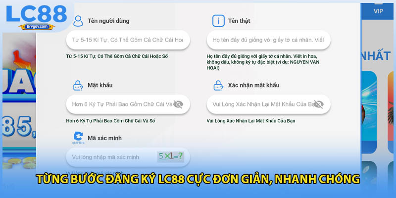 Từng bước đăng ký LC88 cực đơn giản, nhanh chóng